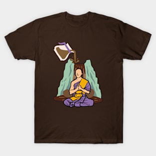 Monk in Coffee Waterfall T-Shirt